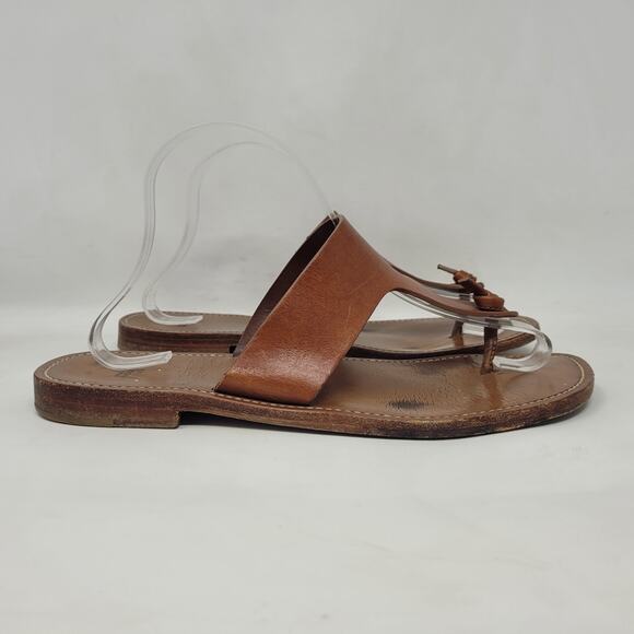 CELINE Lerins Sandals IT41 US11 Brown Leather Thong Knot Flats Slides Slip On - Picture 3 of 13